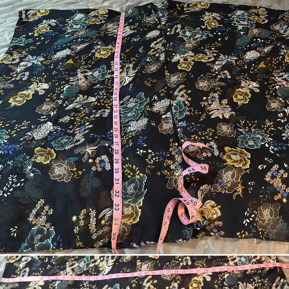 Marcus Adler Floral Kimono Shawl Midi Cardigan Navy Blue Yellow Multicolor OS - Picture 9 of 9